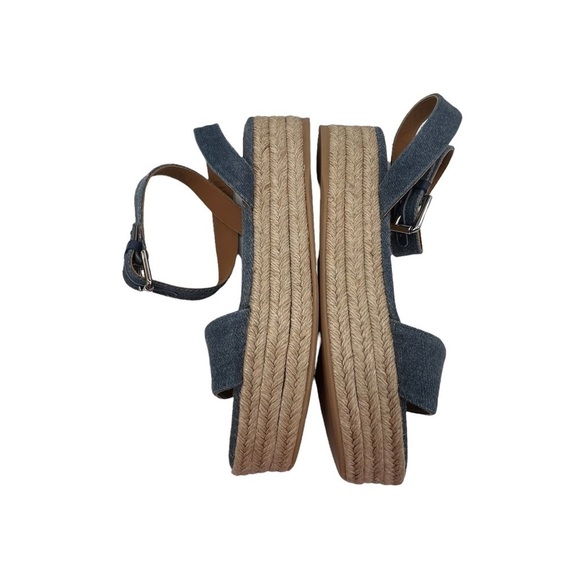 Polo Ralph Lauren Blue Denim Espadrille Platform Sandals Size 37 1/2 Women's - Picture 7 of 9